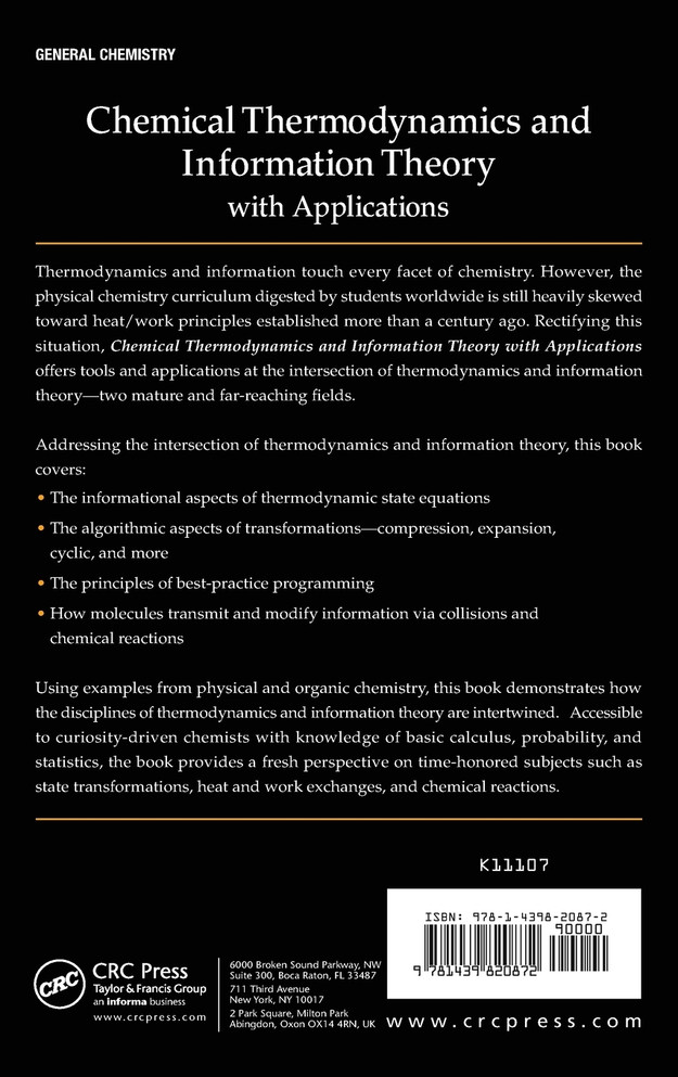 Chemical Thermodynamics and Information Theory with Applications