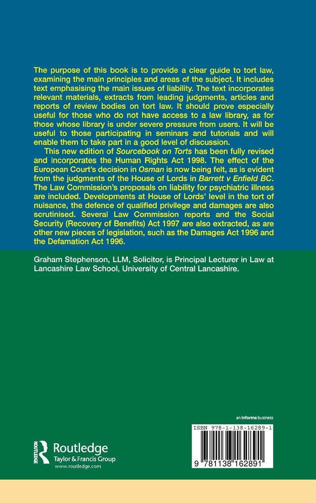 Sourcebook on Tort Law 2/e