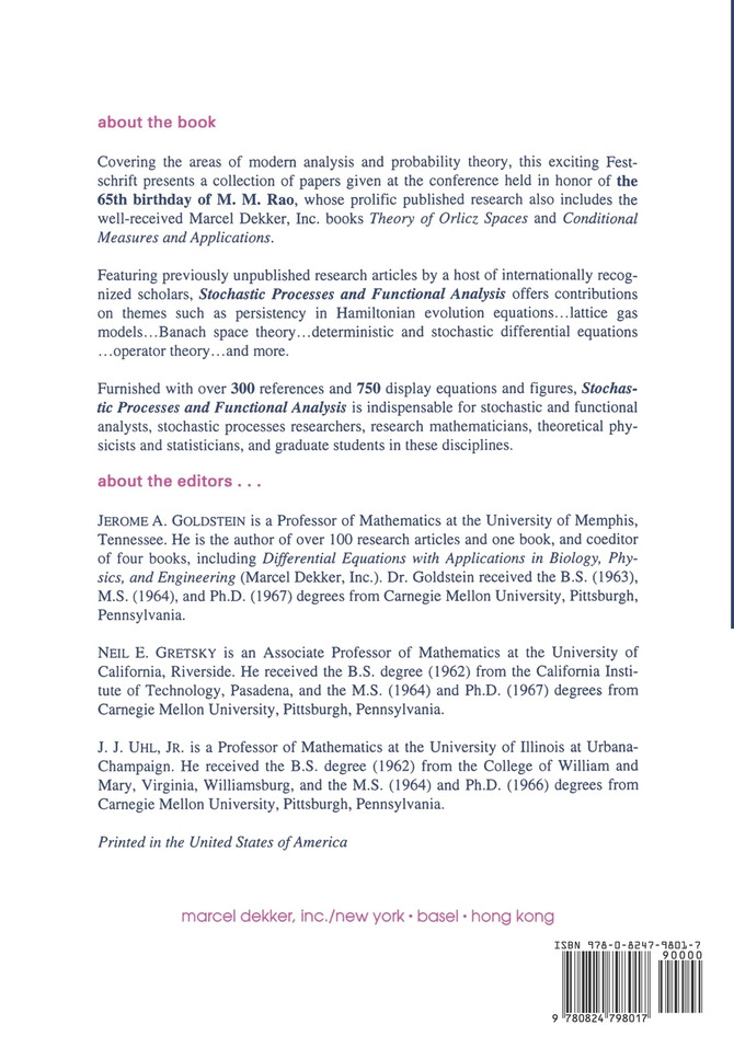 Stochastic Processes and Functional Analysis