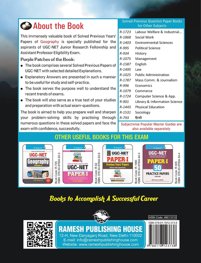 NTA-UGC-NET : Geography Previous Years' Papers (Solved) by RPH Editorial Board (Paperback)