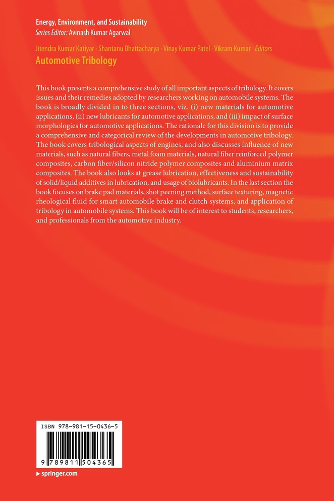Automotive Tribology by Jitendra Kumar Katiyar (Paperback)