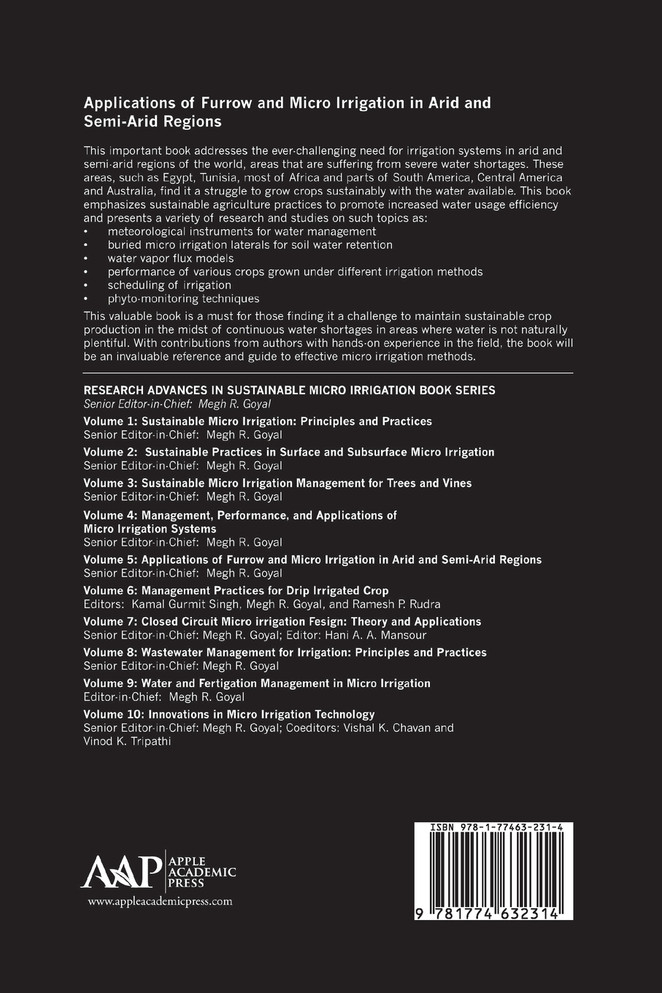 Applications of Furrow and Micro Irrigation in Arid and Semi-Arid Regions by Megh R. Goyal (Paperback)