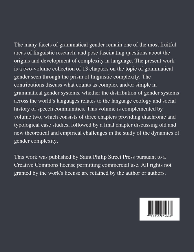 Grammatical Gender and Linguistic Complexity, Volume 1 by Bernhard Wälchli (Paperback)