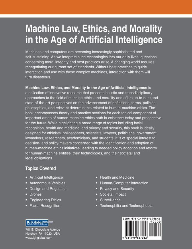 Machine Law, Ethics, and Morality in the Age of Artificial Intelligence by Steven John Thompson (Paperback)