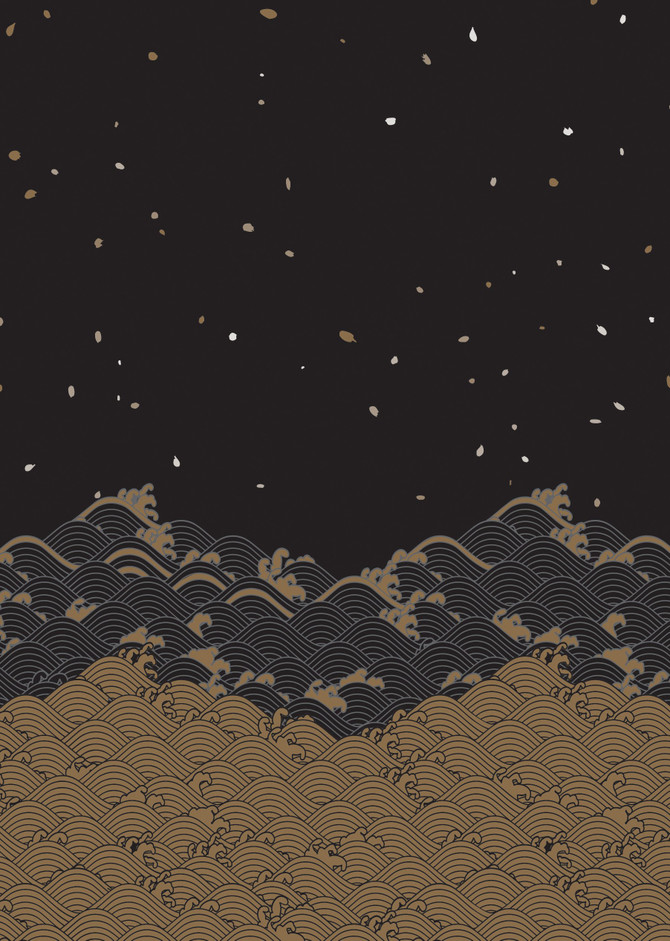 Golden Waves Hardcover Journal: Dotted Notebook