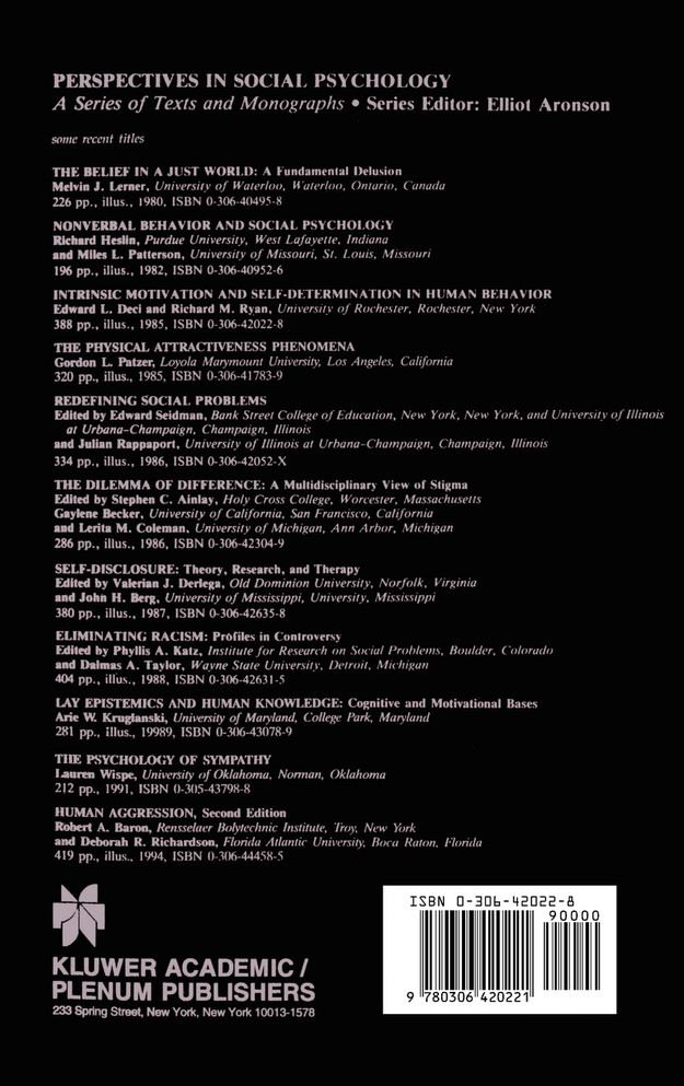 Intrinsic Motivation and Self-Determination in Human Behavior