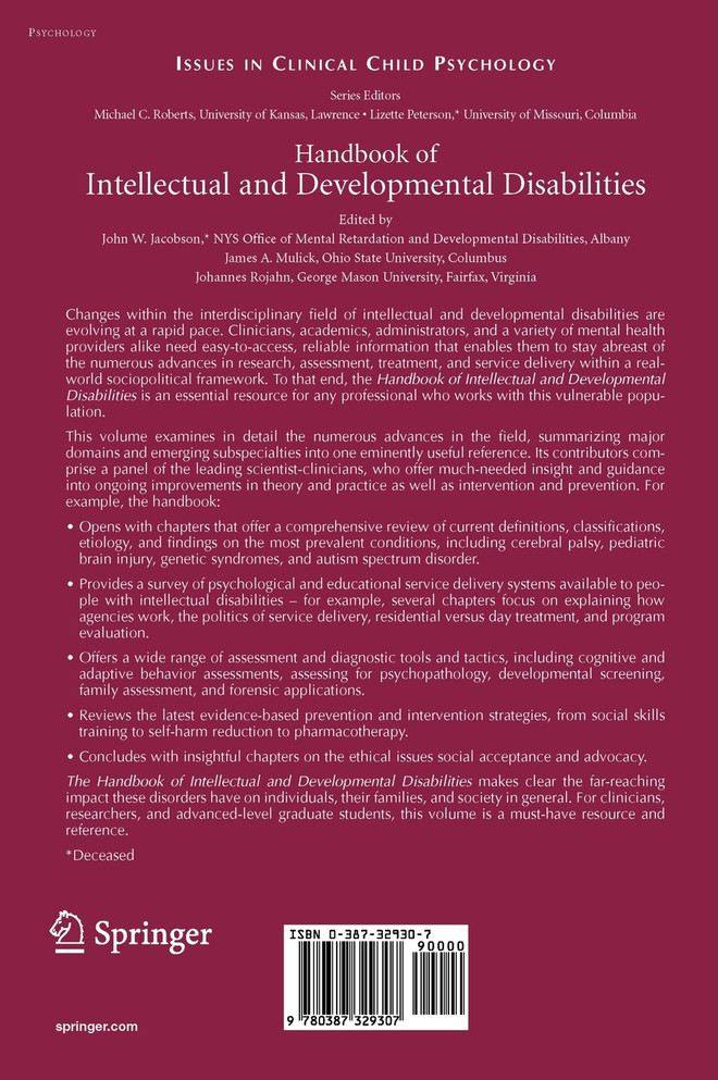 Handbook of Intellectual and Developmental Disabilities