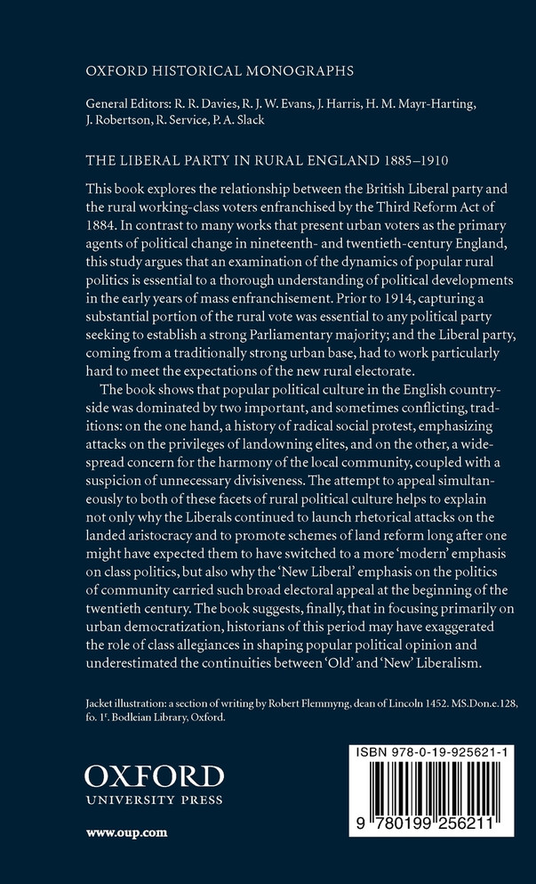 The Liberal Party in Rural England 1885-1910