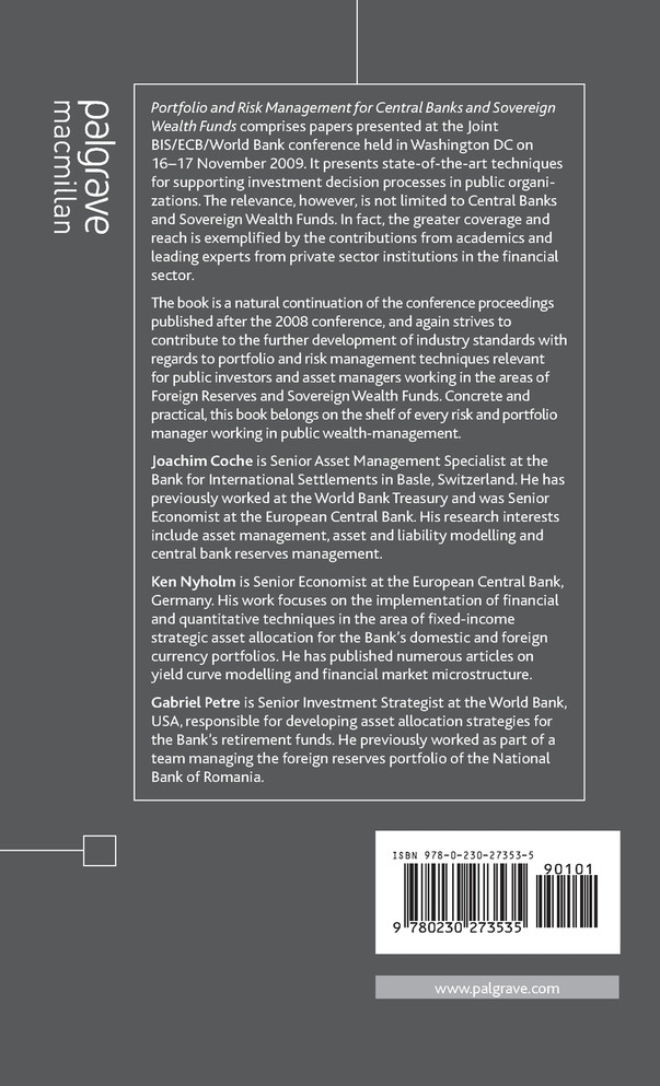 Portfolio and Risk Management for Central Banks and Sovereign Wealth Funds