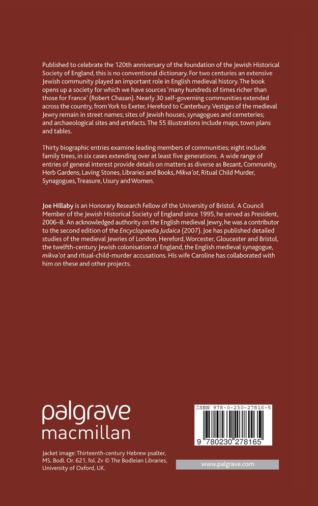 The Palgrave Dictionary of Medieval Anglo-Jewish History