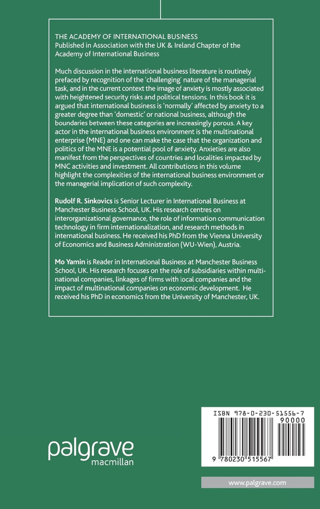 Anxieties and Management Responses in International Business