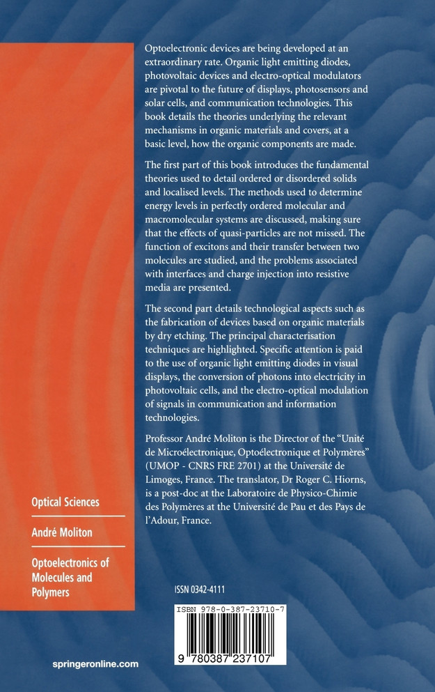 Optoelectronics of Molecules and Polymers