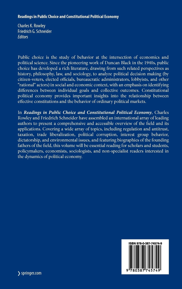 Readings in Public Choice and Constitutional Political Economy