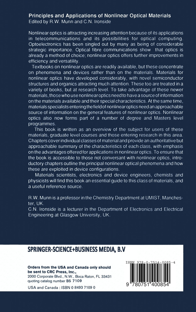 Principles and Applications of Nonlinear Optical Materials