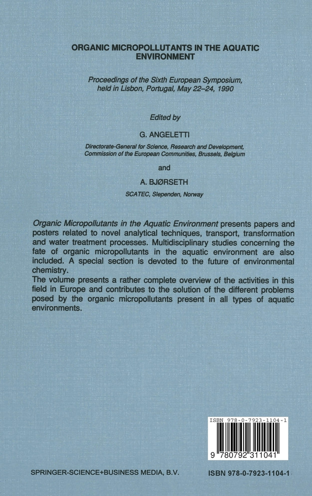 Organic Micropollutants in the Aquatic Environment