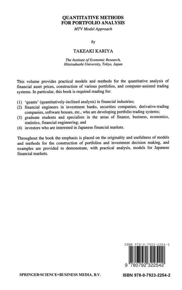 Quantitative Methods for Portfolio Analysis