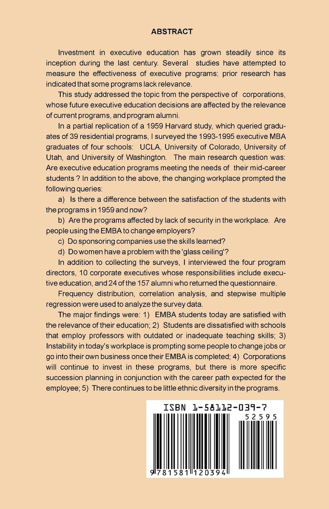 The Relevance of Executive MBA Programs