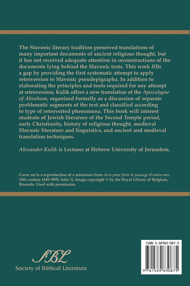 Retroverting Slavonic Pseudepigrapha