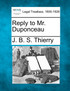 Reply to Mr. Duponceau