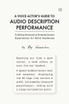A Voice Actor's Guide to Audio Description Performance