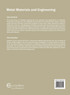 Metal Materials and Engineering