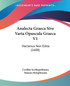 Analecta Graeca Sive Varia Opuscula Graeca V1
