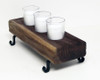 RUSTIC 3 CANDLE HOLDER WALNUT