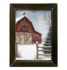 Snowy Red Barn Visitor 12x16