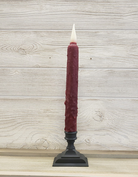 Hand Waxed Red 10" Taper W/ Base