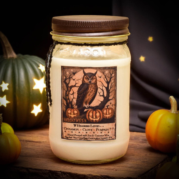 Cinnamon Clove Pumpkin Owl Jar Candle- 16oz
