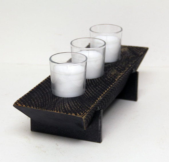 RUSTIC 3 CANDLE HOLDER MIDNIGH