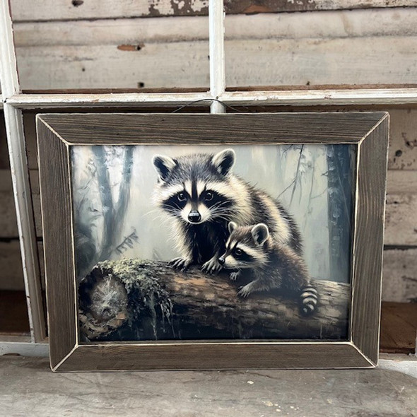 Mom And Baby Raccoon 12X16