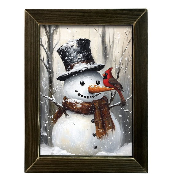 Snowman With Cardinal Friend 1