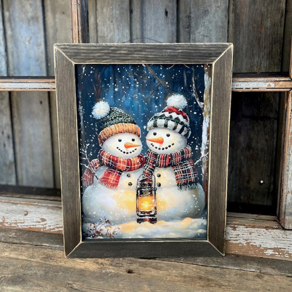 Snowmen Lantern 12X16