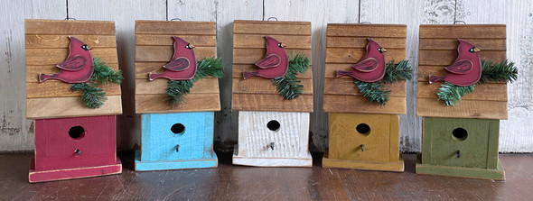 Lean To Birdhouse W/ Cardinal Lean To Birdhouse W/ Cardinal
