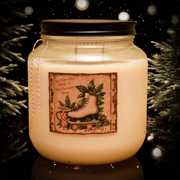 Icy Peppermint Skates and Hot Chocolate Dates Jar Candle- 64oz