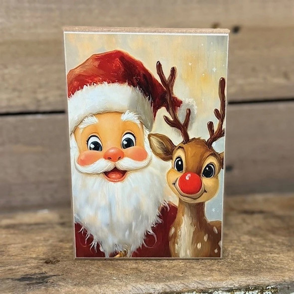 Santa And Reindeer Block (BLKHMK353B)