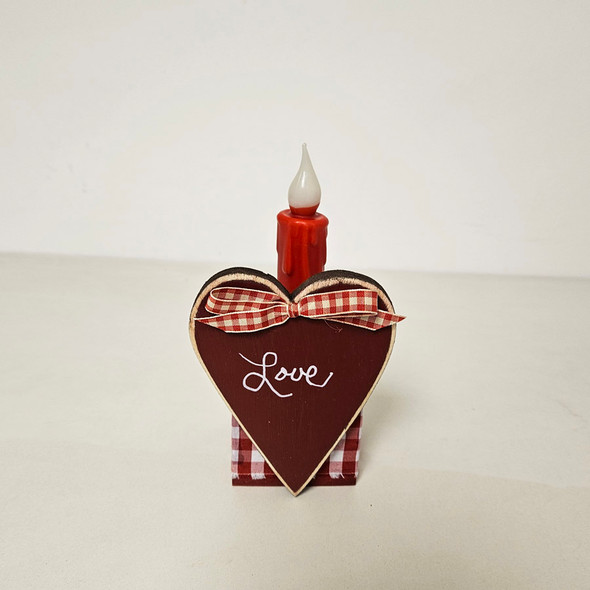 Wood Block Heart/Candle