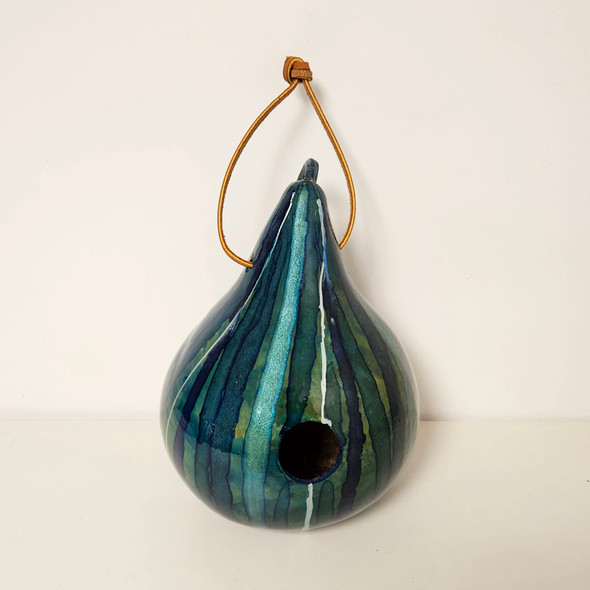 Blue Sriped Ink Birdhouse