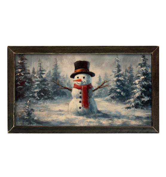 Red Scarf Snowman 16x30