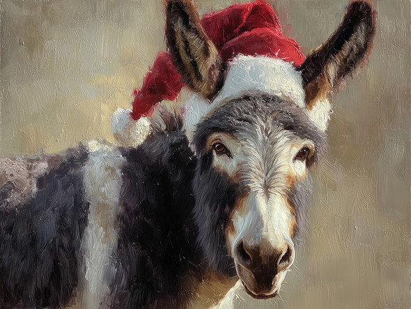 Santa Donkey 12x16