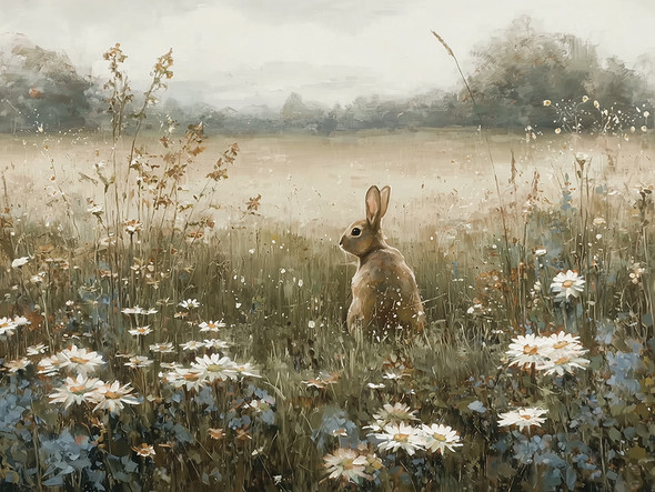Wildflower Field Rabbit 12x16