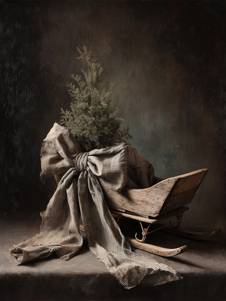 Moody Christmas Sleigh 12x16