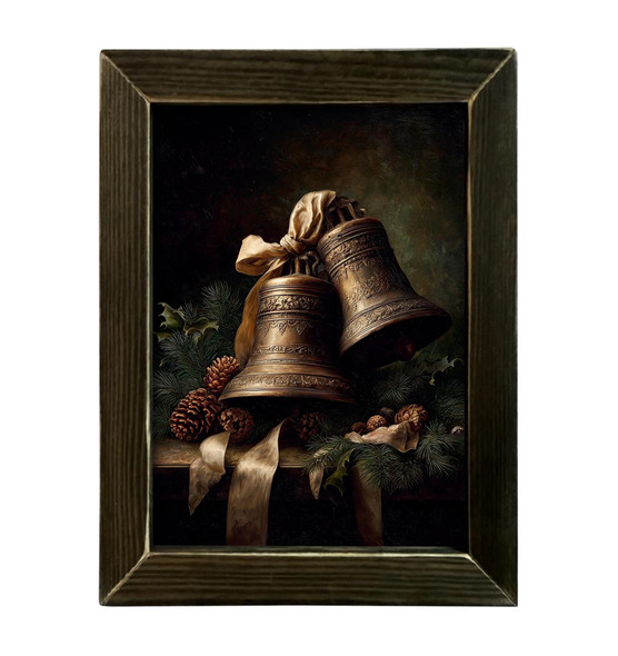 Moody Christmas Brass Bells 12x16