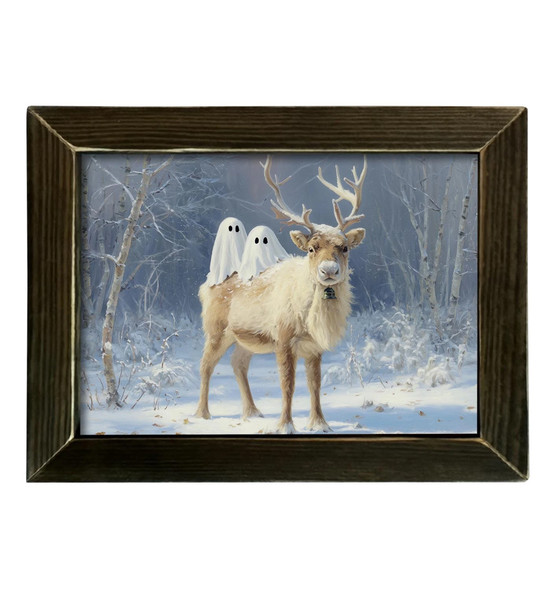 Creamy Reindeer With Ghosts 12x16