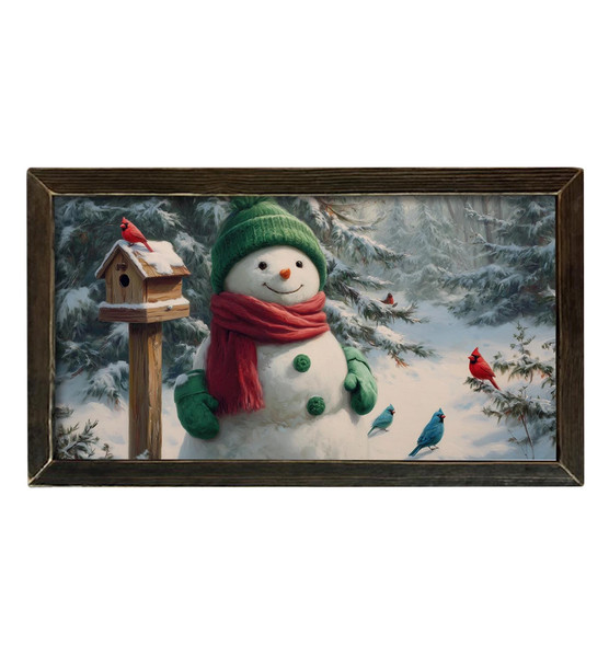 Snowman With Birdhouse 16x30
