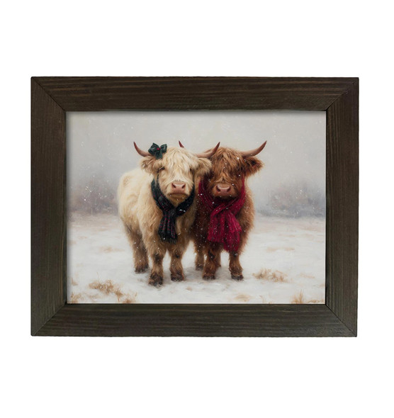 Snowy Highland Couple 12x16