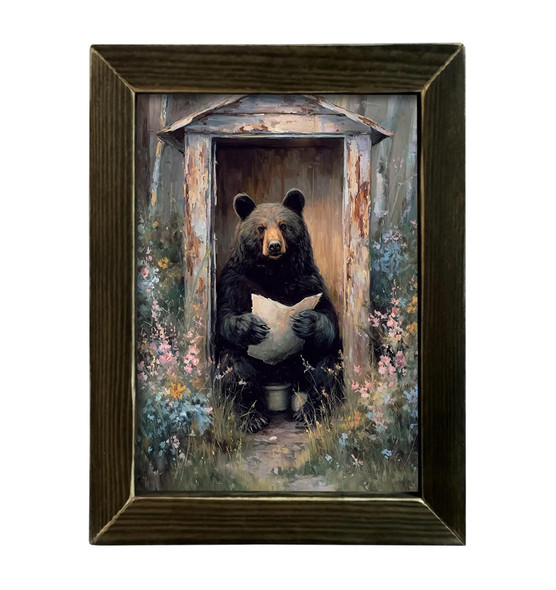 Floral Outhouse Bear 12x16