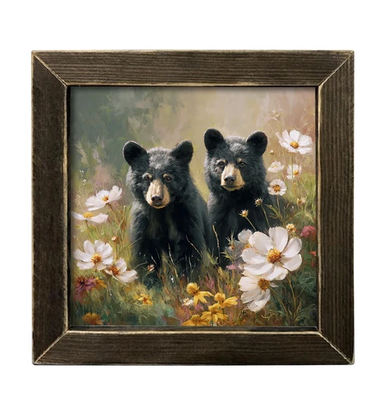 Summer Black Bear Cubs 12x12