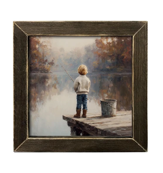 Boy Fall Fishing 12x12